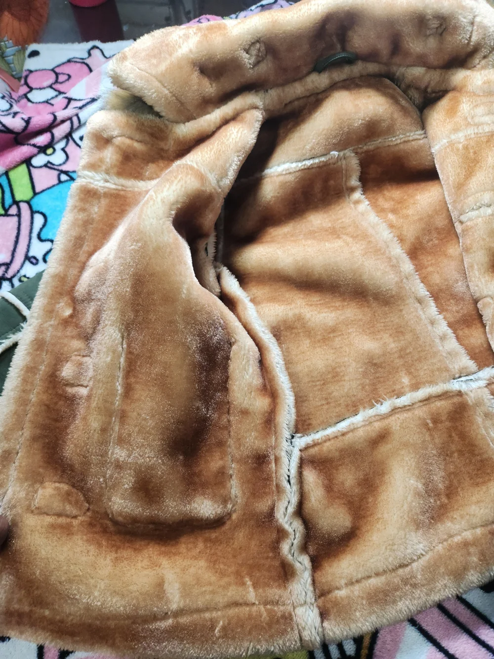 Jordan Craig Green Faux Shearling-Trim Kids Pea Coat